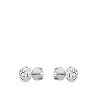 BOSS Silver-tone stud earrings with crystal core