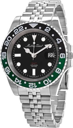 Mathey-Tissot Mathy Vintage GMT Quartz Black Dial Sprite Bezel Mens Watch H903ANV