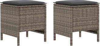 vidaXL 2 Uds. Reposapi&eacute;s De Jard&iacute;n Rat&aacute;n Sint&eacute;tico Gris Y Gris Oscuro Vidaxl