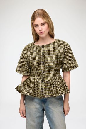 Ganni Blouse in Yellow Check - Size 32
