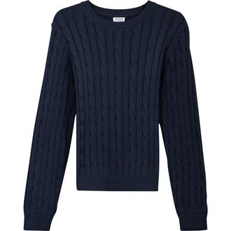 Vivid Cable Knit Ribbed Neck Sweater in Dark Navy at Nordstrom, Size Xx-Large