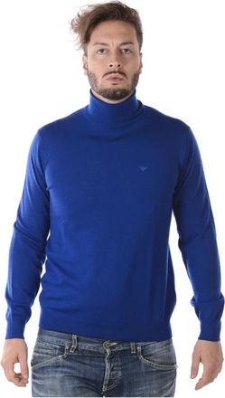 Emporio Armani Turtleneck Trui - Heren - Coltruien - Blauw - 2XL - Wol - Truien & Vesten