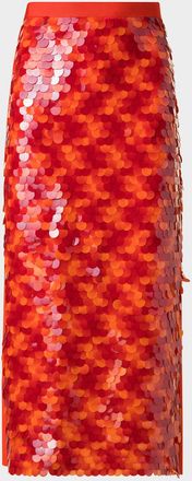 Akris Mix Media Lasercut Dot Sequined Midi Skirt