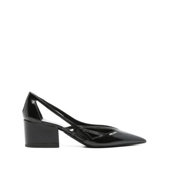 Prada Schoenen, Dames, Zwart, 38 EU, Leer, Cut-out Pumps