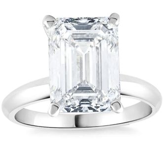 Pompeii3 4Ct Emerald Cut Certified Diamond Engagement Ring 14k White Gold Lab Grown Size: 6.5