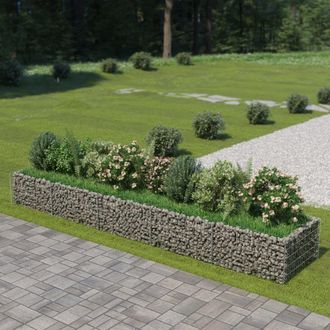 Berkfield Home Gabion Raised Bed Galvanised Steel 450x90x50 cm in Silver | Size: 450 x 90 x 50 cm