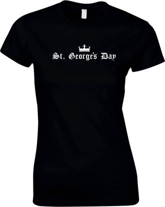 Bang Tidy Clothing St Georges Day T Shirt Accessories - Saint George Cross England Flag Short Sleeve T-Shirts for Women - St Georges Day Party Fancy Dress Clothing Props