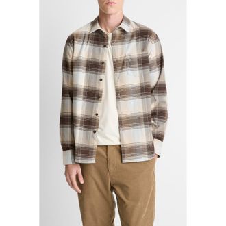 Vince Missoula Gradient Check Button-Up Shirt in Whitecap Combo at Nordstrom Rack, Size Xx-Large