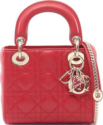 Dior 2010s mini Lady Dior canage leather tote bag - Red
