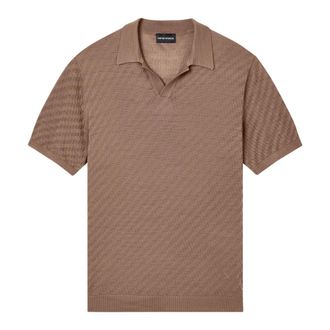 Emporio Armani Kortmouw Gebreide Polo - Heren - Polos - Bruin - XL - Wol - Tops