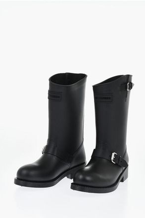 Dsquared2 Solid Color Biker Ankle Boots with Double Buckle size 39