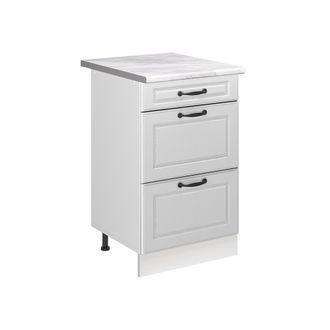 Vicco Mueble Bajo De Cocina R-line, Blanco Casa De Campo/blanco, 50 Cm Encimera M&aacute;rmol, Vicco