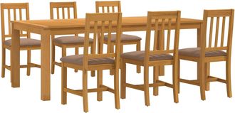 vidaXL Conjunto De Comedor 7 Uds. Gris Madera De Roble S&oacute;lido Vidaxl