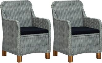 vidaXL Sillas De Jard&iacute;n Con Cojines 2 Uds Rat&aacute;n Sint&eacute;tico Gris Claro Vidaxl