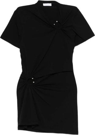 Paco Rabanne Asymmetrische Gedrapeerde Jurk - Dames - Korte kleedjes - Zwart - M - Kleedjes