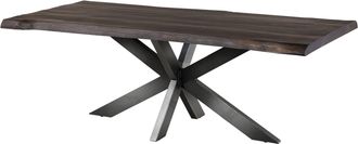 Massivmoebel24 Freeform 5 Tavolo Da Pranzo In Legno Di Mango - Verniciato Grigio / Gambe Incrociate Antracite Lucido 220x100