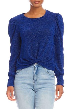 Karen Kane Metallic Twist Front Top in Sapphire Blue at Nordstrom, Size Small P