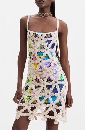 Desigual Floral Crochet Minidress in Off White at Nordstrom, Size Large