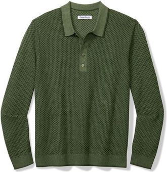Tommy Bahama Coolside Valley Long Sleeve Polo Sweater in Cucumber Green at Nordstrom, Size Xxx-Large