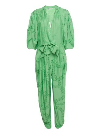 Stella McCartney jacquard-pattern jumpsuit - women - Viscose/Silk - M - Green