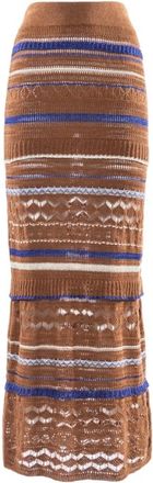 Nenette Gehaakte Maxi-rok met Ruches en Voering - Dames - Maxi Rokken - Veelkleurig - S - Katoen - Rokken