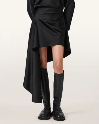 AllSaints Sami Pleated Draped Skirt