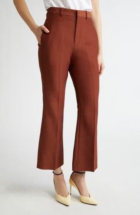 Bite Studios Credo Organic Wool & Silk Flare Pants in Rust at Nordstrom Rack, Size 10 Us / 42 Eu