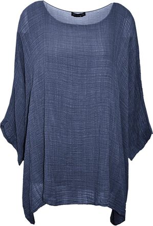 Crazy Girls Womens Ladies Plain Italian Cotton Loose Fit Batwing Lagenlook Kimono Top Plus Sizes UK 12-22 (20-22, Denim Blue)