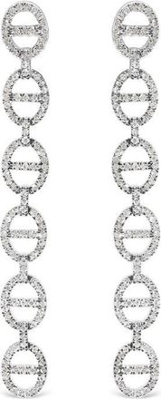 House of Brilliance Sterling Silver 1.0 Cttw Diamond Oval Design Dangle Earrings