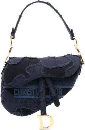 Dior Pre-owned Womens Camouflage Embroidered Canvas Saddle Bag - Dark Blue Textile - One Size