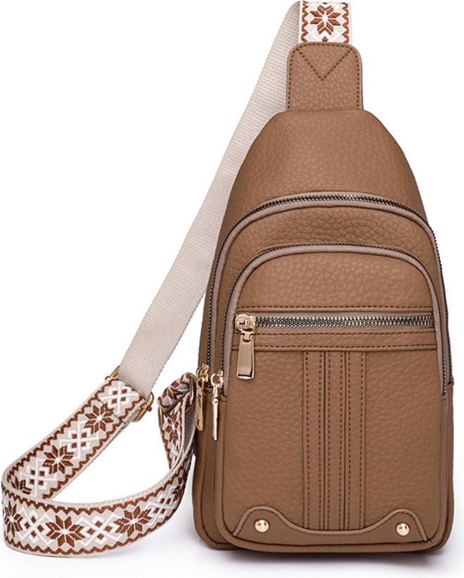 Anti-Theft Leather Crossbody Bag for Women - Stylish Fanny Pack Sling Chest Bag, Mothers Day/Birthday Gift for Mom Wife, Travel Purse with Adjustable 