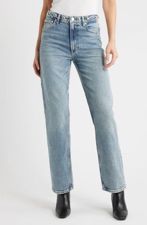 Rails Topanga Studded High Waist Straight Leg Jeans in Desert Sky Studded at Nordstrom, Size 25