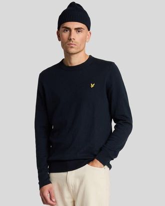 Lyle & Scott Cotton Merino Crew Neck Sweater in Dark Navy at Nordstrom, Size Xx-Large
