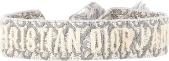 Dior Pre-owned Womens Jadior Oblique Embroidered Bracelet in Grey Cotton - One Size