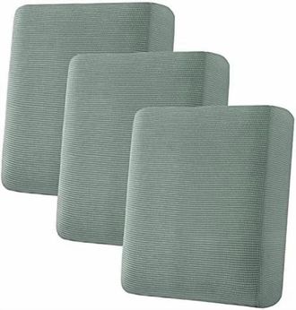 OEM Fundas De Coj&iacute;n De Sof&aacute; De Jacquard S&uacute;per El&aacute;sticas (juego De 3 Piezas, Verde Salvia) - Aptas Para Cojines De Tama&ntilde;o Est&aacute;ndar