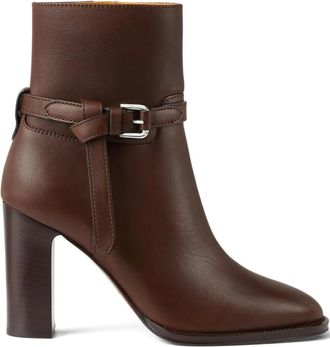 Ralph Lauren Collection 90 mm Donnely leren laarzen met gespbandje - Bruin