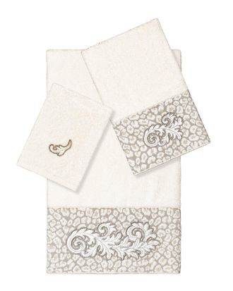 Linum Home Textiles 100% Turkish Cotton April 3Pc Embellished Towel Set