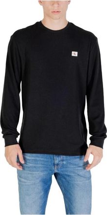 Calvin Klein Jeans Zwarte Gebreide Trui voor Herfst/Winter Seizoen - Heren - Ronde hals truien - Zwart - XL - Katoen - Truien & Vesten