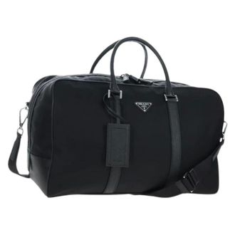 Prada Vintage, unisex, Zwart, ONE Size, Nylon, Pre-owned Boston Bag