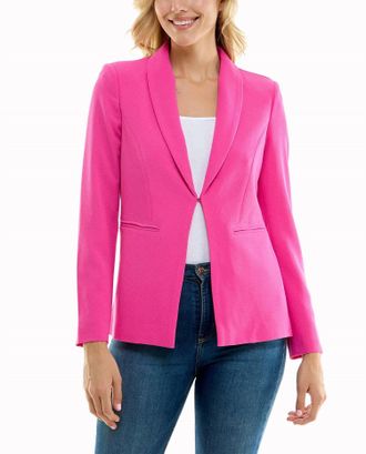 Nicole Miller Isla Stretch Crepe One Button Blazer In Nm Precious Pink