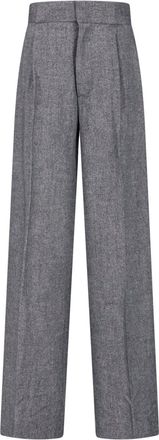 SA SU PHI Grey Tailored Straight-Leg Virgin Wool Pants