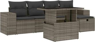 vidaXL Vidaxl - Set De Muebles De Jard&iacute;n 6 Pzas Y Cojines Rat&aacute;n Sint&eacute;tico Gris