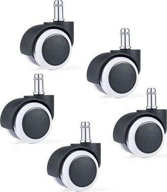 OEM Ruedas Para Silla De Oficina, Juego De 5, Ruedas De Repuesto, 11/50 Mm, Base De Asiento Silenciosa Para Suelos Duros, Blancas
