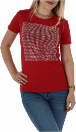Guess T-shirt van katoen met ronde hals en korte mouwen - Dames - T-shirts - Rood - XS - Katoen - Tops