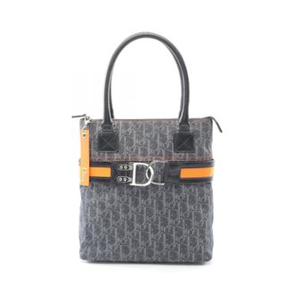 Dior Black Navy Orange Denim Leather Tote Bag (Pre-Owned)