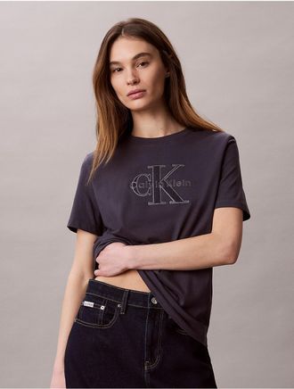 Calvin Klein Jeans Calvin Klein Womens Baby Terry Monologo Graphic Tee - Navy - XL