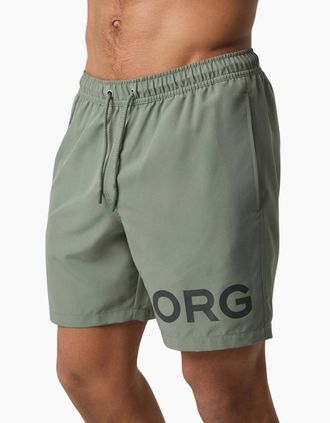 Bj&ouml;rn Borg Mens Borg Logo Swim Shorts, Agave Green - Tan - Size: 32/30/31