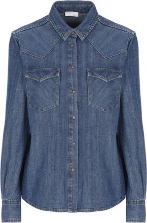 PESERICO Overhemden, Dames, Blauw, S, Denim, Denim Shirt