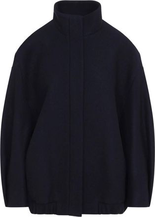 Dries Van Noten Navy Blue Mock Collar Jacket