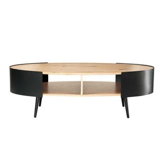 Calicosy Tavolino ovale con fianchi in metallo nero L120 cm - EKLO